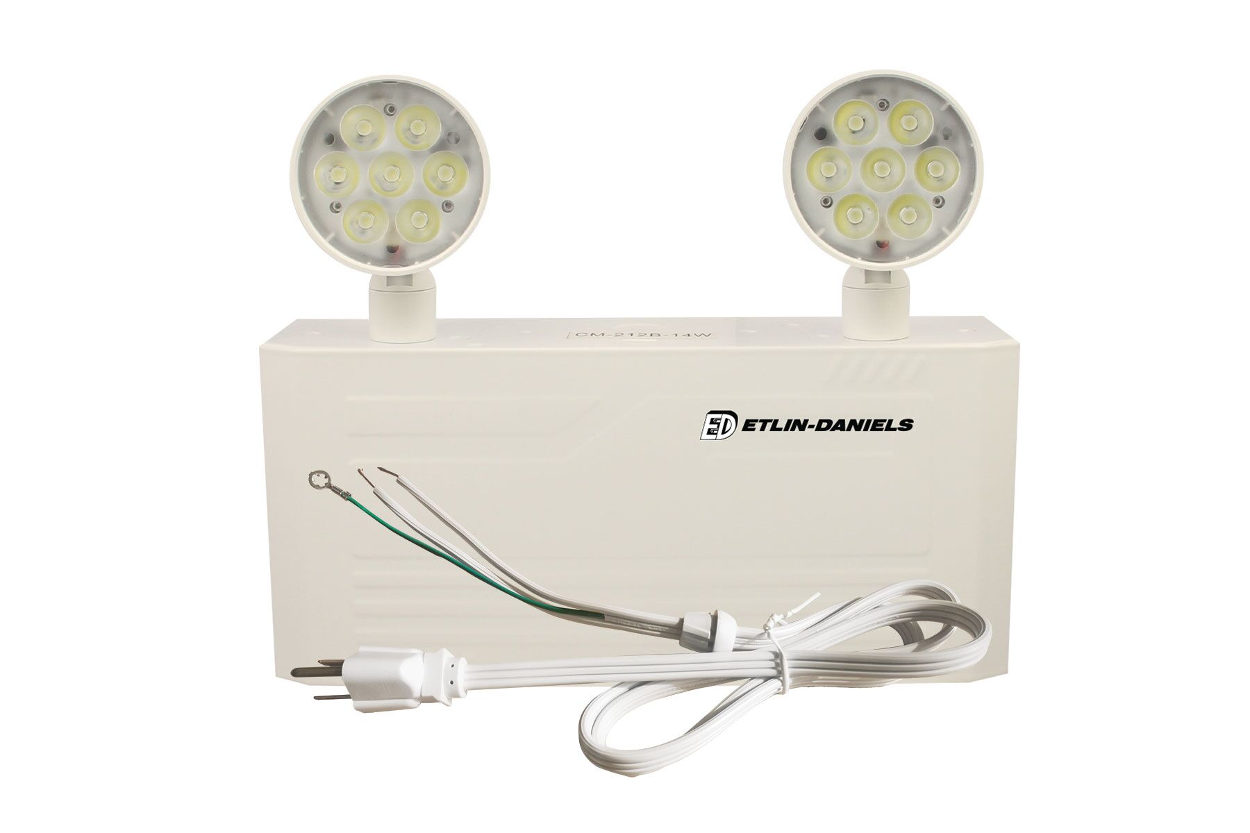 ER302D-WHM-A13CP-BB-10RC - LED Emergency Light Battery Unit, Metal Compact Frame with 2 X 5W Thermoplastic Adjustable Heads, Internal Battery May Power Up To 36W of Remote Heads at 6VDC, 120 / 347V, Battery Back Up > 120 Min., Remote Capable CAN ICES-005 (B) / NMB-005 (B)
