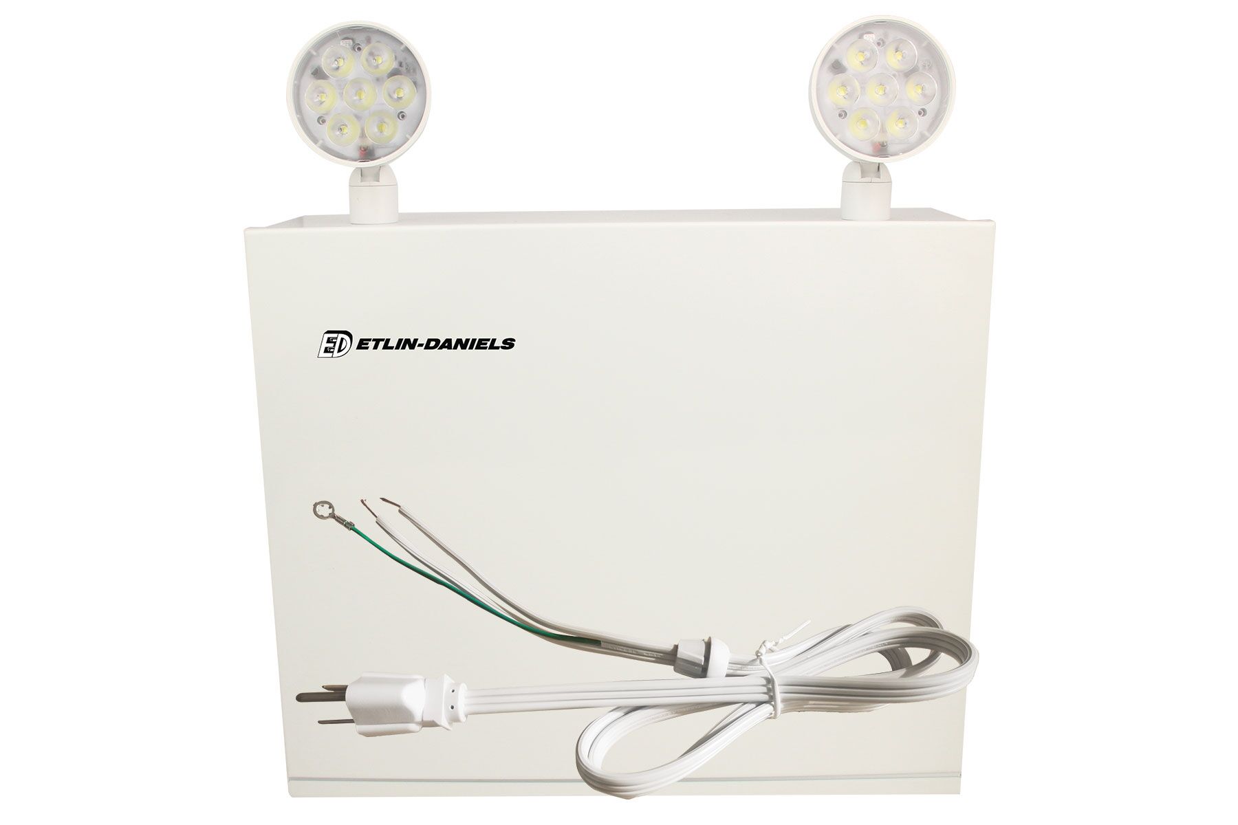 ER3500D-WHM-A13CP-U24-BB-10RC - LED Emergency Light Battery Unit, Metal Compact Frame with 2 X 5W Thermoplastic Adjustable Heads, Internal Battery May Power Up to 500W of Remote Heads at 24VDC, 120 / 347V, Battery Backup > 120 Min., Remote Capable, CAN ICES-005 (B) / NMB-005 (B)