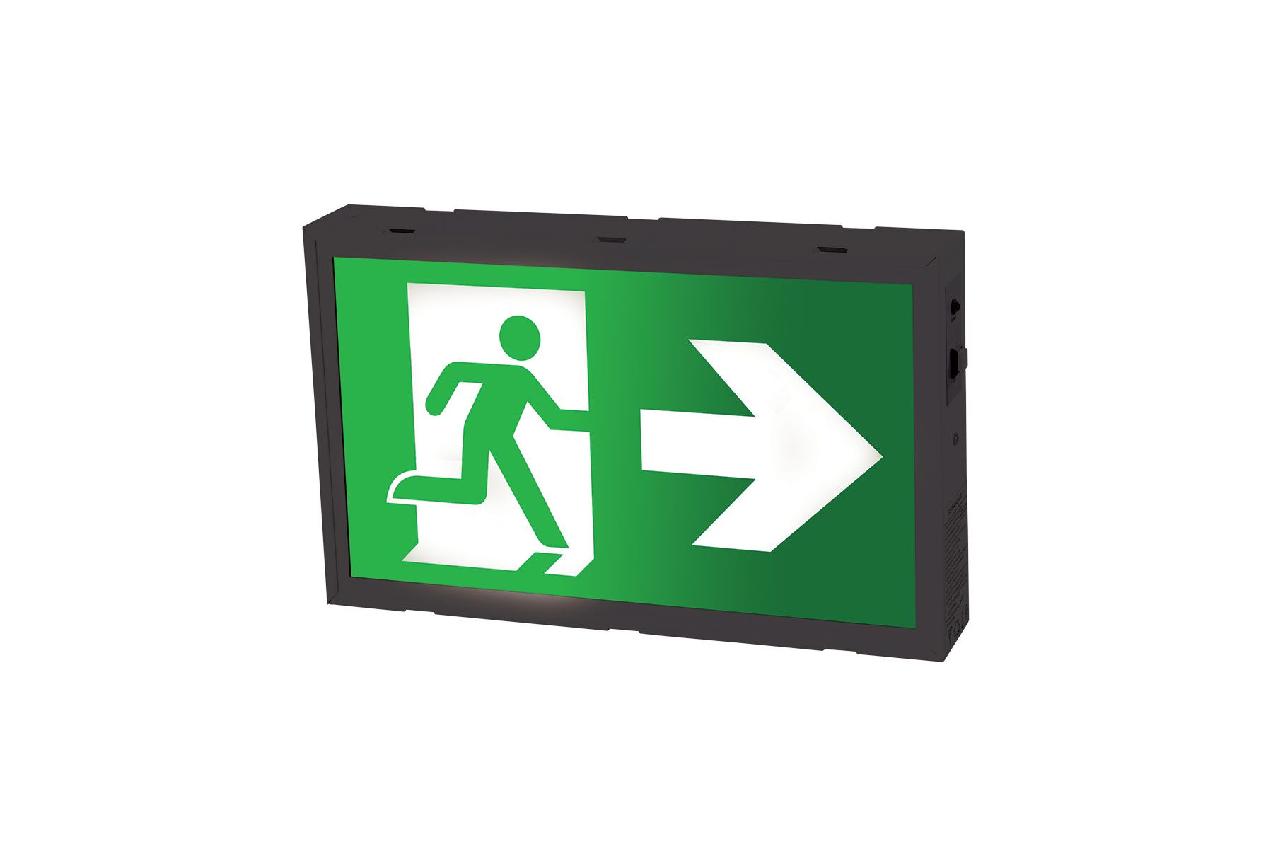 EX300BLM-A13-BB-GU - LED Running Man Exit Sign, Metal Frame Single